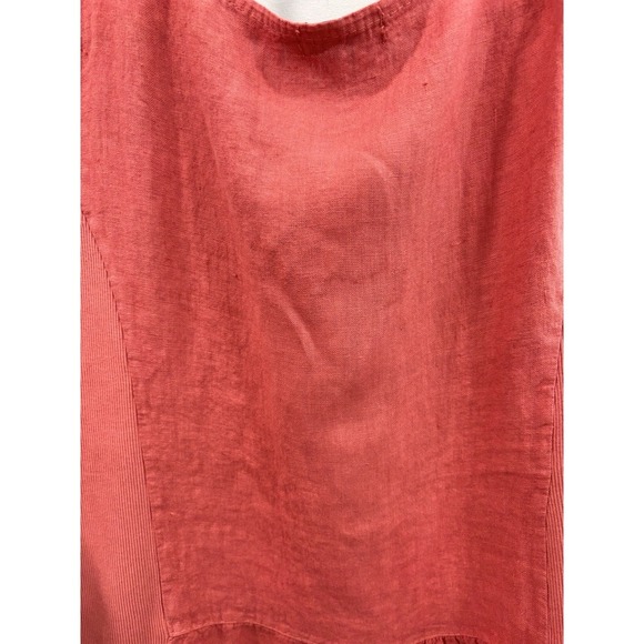 Blu Orchid Women's XL 100% Linen Dress Pink Textured Floral Neckline Pockets - Picture 9 of 10